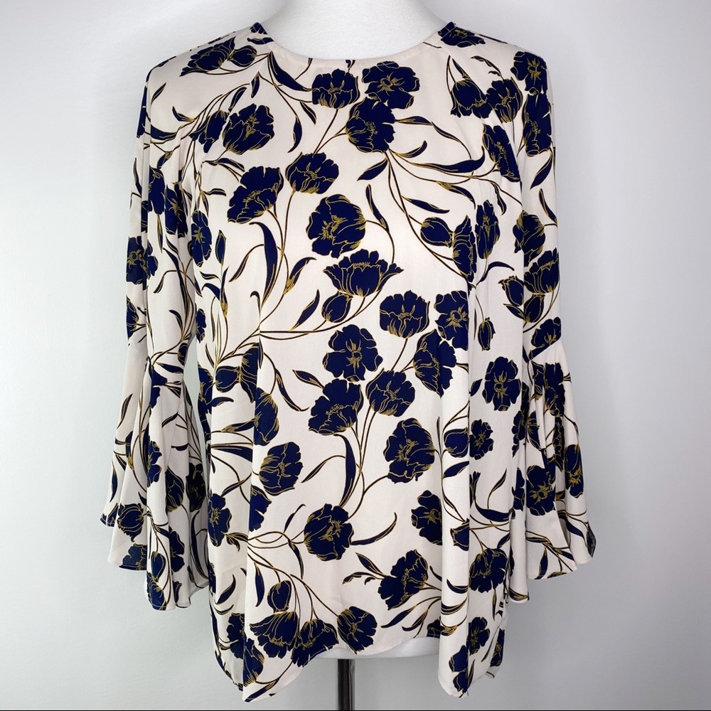 LC Lauren Conrad Runway Floral Print Flutter Top
